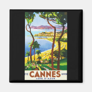 Aimant Affiche vintage de voyage de Français de Cannes