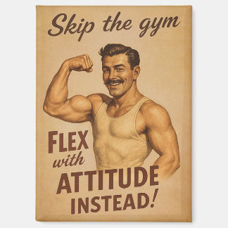 Aimant Affiche Vintage "Évitez la Salle de Sport" | Humou