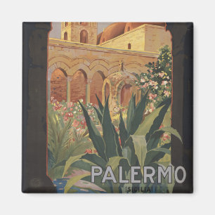 Aimant Affiche Vintage voyage Pour Palerme, Italie.