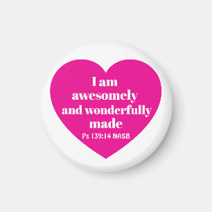 Aimant Affirmation de verset de la Bible rose cœur mignon
