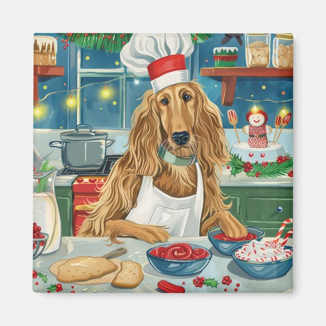 Aimant Afghan Hound Holiday Baking : Noël festif (Devant)