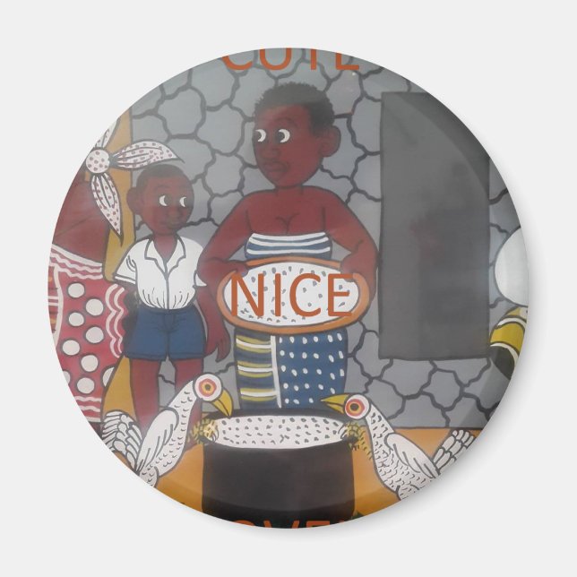 Aimant Africain traditionnel homestead mignon joli joli c (Devant)