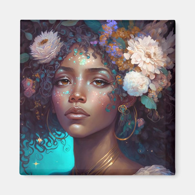 Aimant African American Black Goddess Queen Imaginaire Ar (Devant)