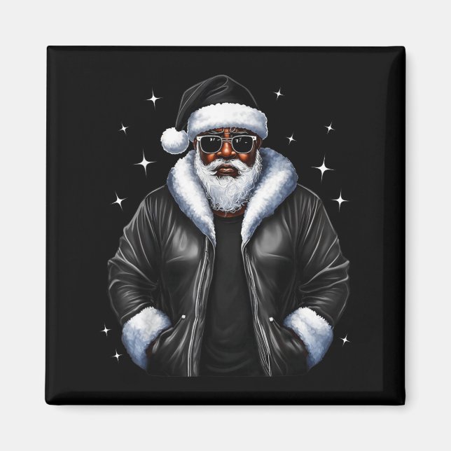 Aimant African American Christmas Xmas Afro Santa Claus  (Devant)