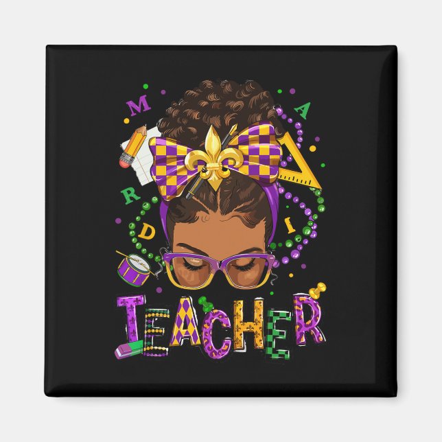 Aimant African American Messy Bun Mardi Gras Nouvelle-Orl (Devant)
