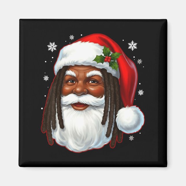 Aimant African American Santa Christmas Cool Black X-mas  (Devant)