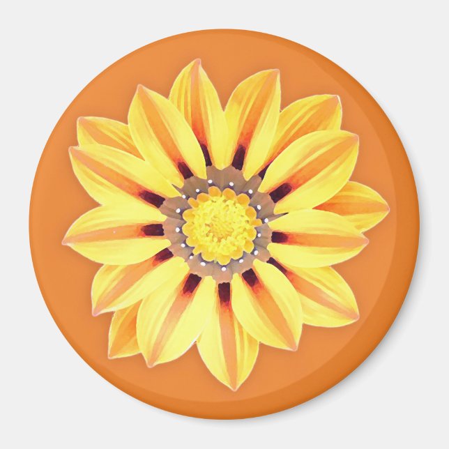 Aimant African Daisy / Gazania - Orange et Jaune (Devant)