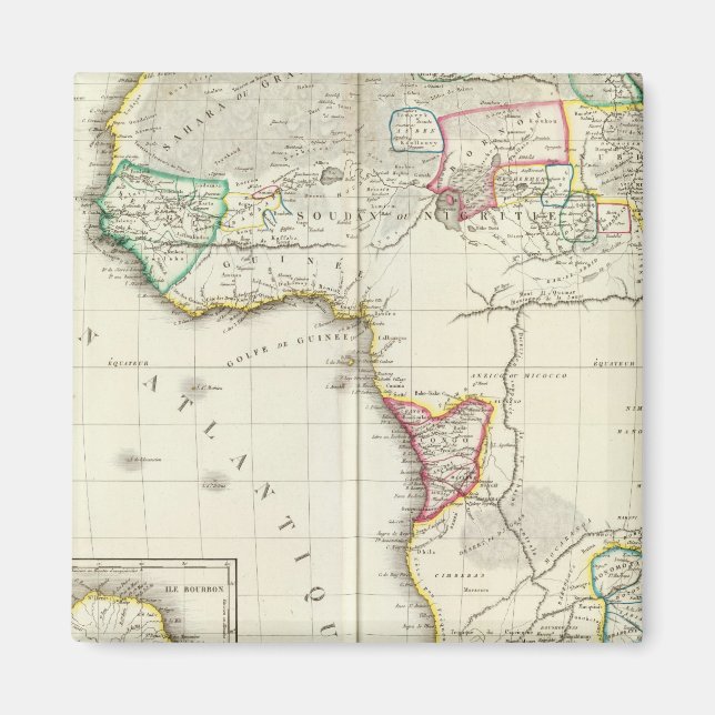 Aimant Afrique Carte gravée avec 2 cartes d'entrée (Devant)