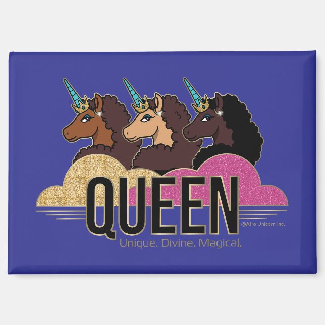 Aimant Afro Unicorn Queen Trio Design (Recto)