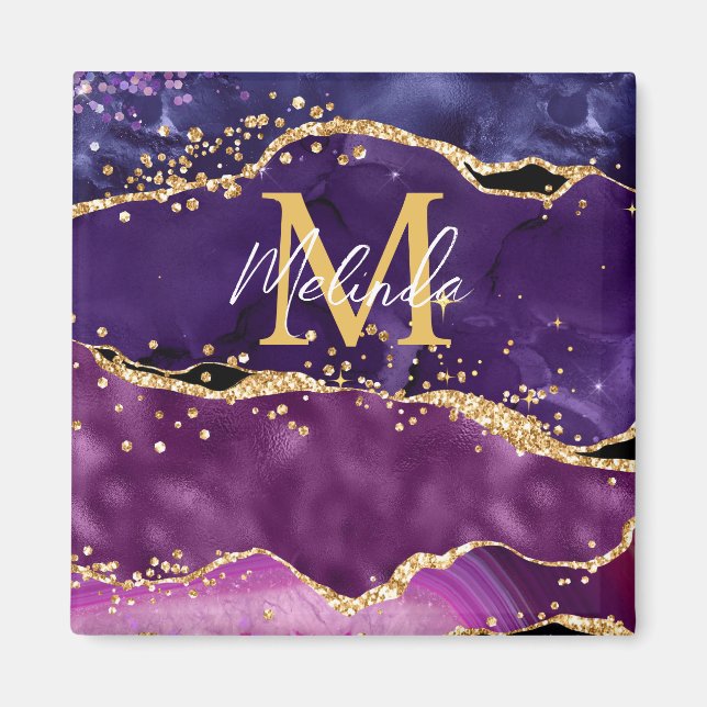 Aimant Agate des séquences de Parties scintillant violet  (Devant)