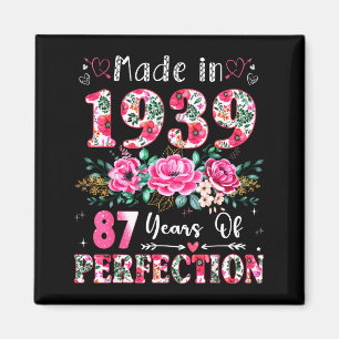 Aimant Âgé de 87 ans Fabriqué en 19&#; Floral 87e Annive