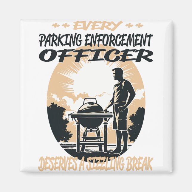 Aimant Agent D'Application Du Stationnement Funny Bbq Che (Devant)