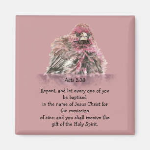 Aimant Agit l'oiseau de vers d'écriture sainte de baptê