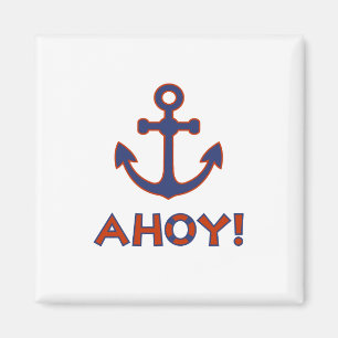 Aimant AHOY ! Bouée + Design Ancre Rouge+Bleu