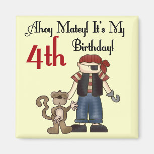 Aimant Ahoy Matey Pirate 4e Anniversaire Tshirts et cadea