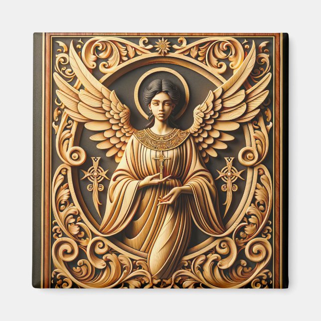 Aimant AI Beau ange boisé (Devant)