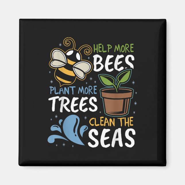 Aimant Aidez plus d'abeilles Plante Plus d'arbres Mer pro (Devant)
