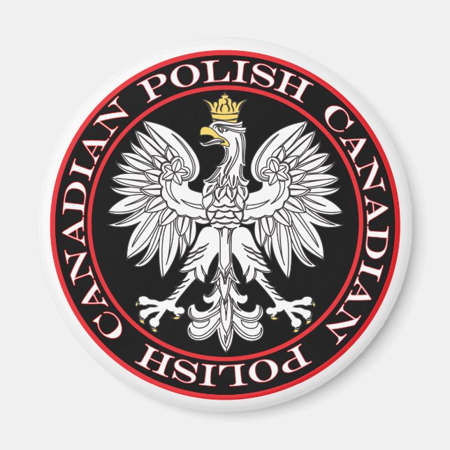 Aimant Aigle canadien polonais rond (Devant)