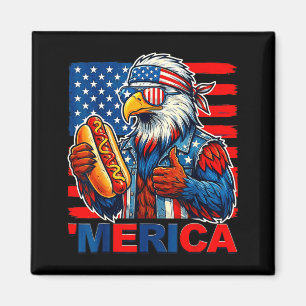 Aimant Aigle chauve hot-dog drapeau américain drôle 4 jui