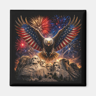Aimant Aigle chauve patriotique Mont Rushmore Feux d'arti