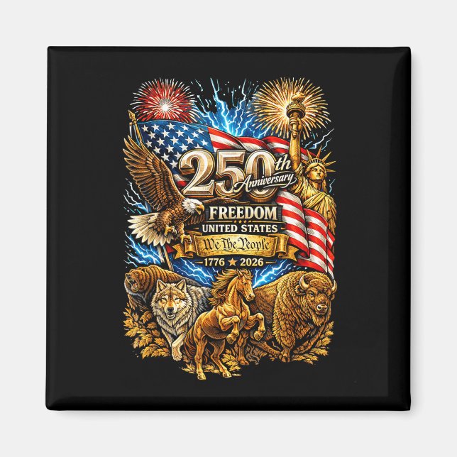 Aimant Aigle drapeau américain 250 ans liberté 4 juillet (Devant)
