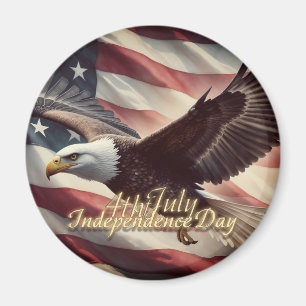 Aimant Aigle du 4 juillet avec drapeau américain