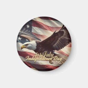 Aimant Aigle du 4 juillet avec drapeau américain