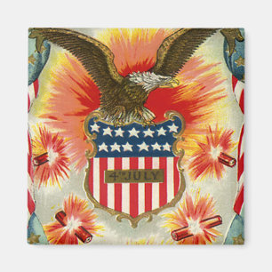 Aimant Aigle et drapeau américain du 4 juillet patriotiqu