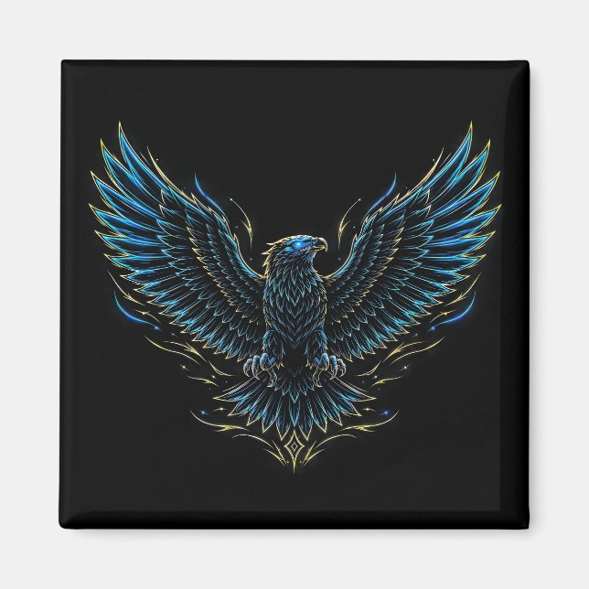 Aimant aigle néon Cyberpunk (Devant)