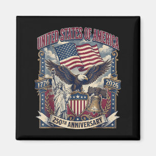 Aimant Aigle Patriotique et Drapeau 250 Ans 1776-2026 4èm
