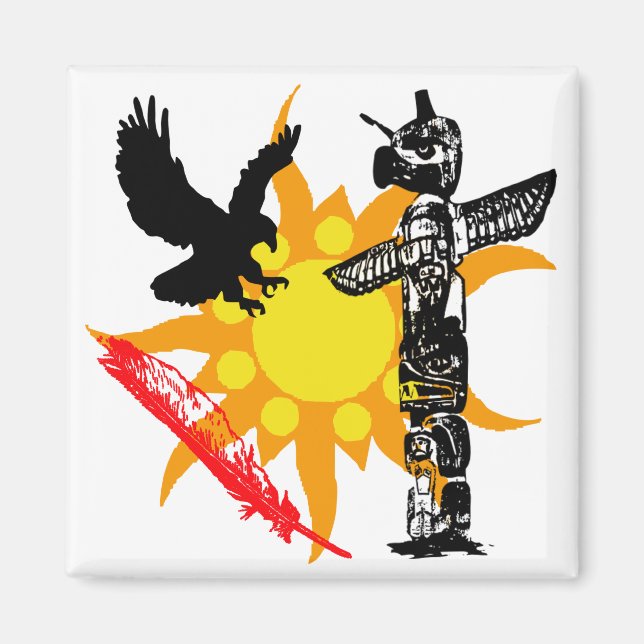 Aimant Aigle, Totem d'aigle et conception de la plume (Devant)