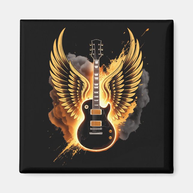 Aimant Ailes de guitare rétro Art abstrait Rock And Roll  (Devant)