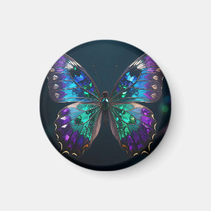 Aimant Ailes de papillon ornées de joyaux bleu violet iri