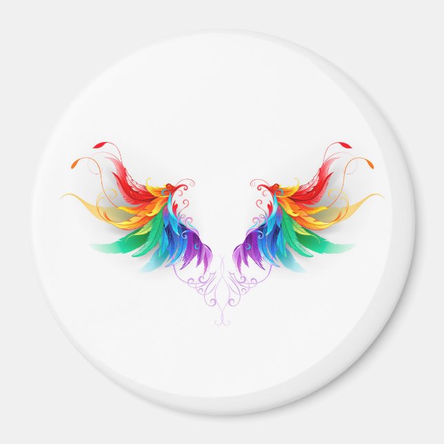 Aimant Ailes fluffy arc-en-ciel (Devant)