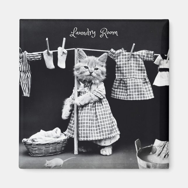 Aimant Aimant, Chat qui étend le linge (Devant)
