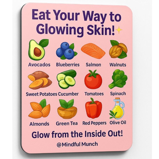 Aimant ✨Aimant pour réfrigérateur pour une peau saine (Glow from within—this fridge magnet highlights beauty-boosting foods for clear, radiant skin.)