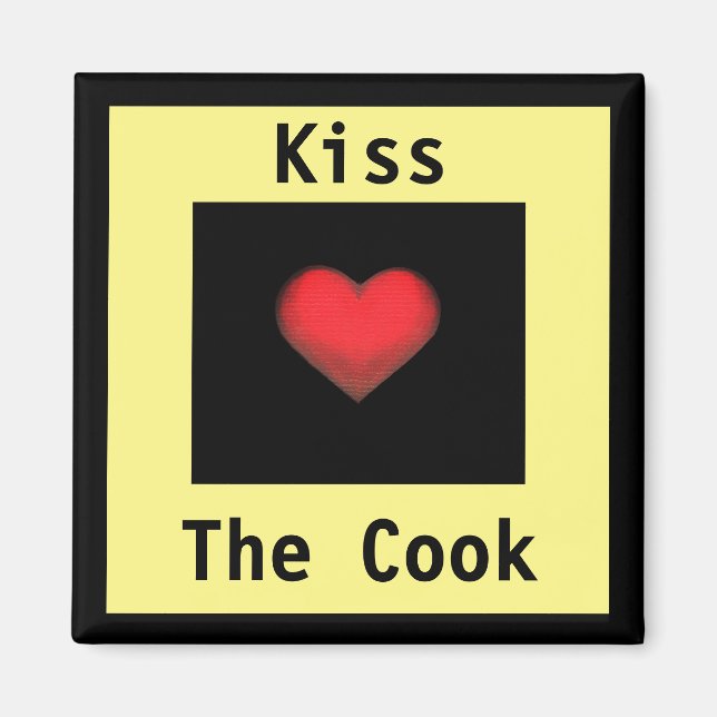 Aimant Aimante Jaune & Noir Kiss the Cook (Devant)