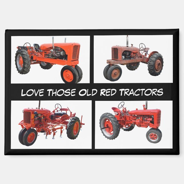 Aimant Aimer ces vieux tracteurs rouges (Recto)
