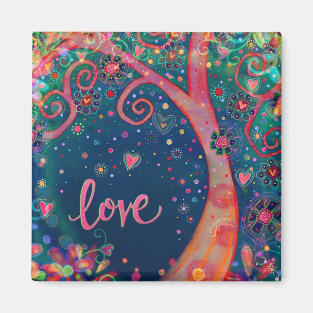 Aimant Aimer Joli arbre Bleu Inspirivity Florale (Devant)