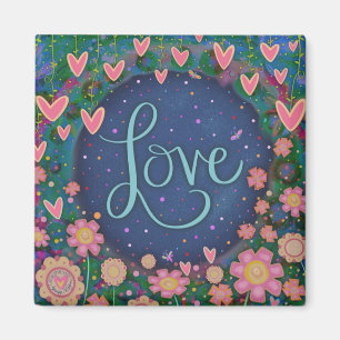 Aimant Aimer Joli Coeur Floral Trendy Inspirationnel Cute