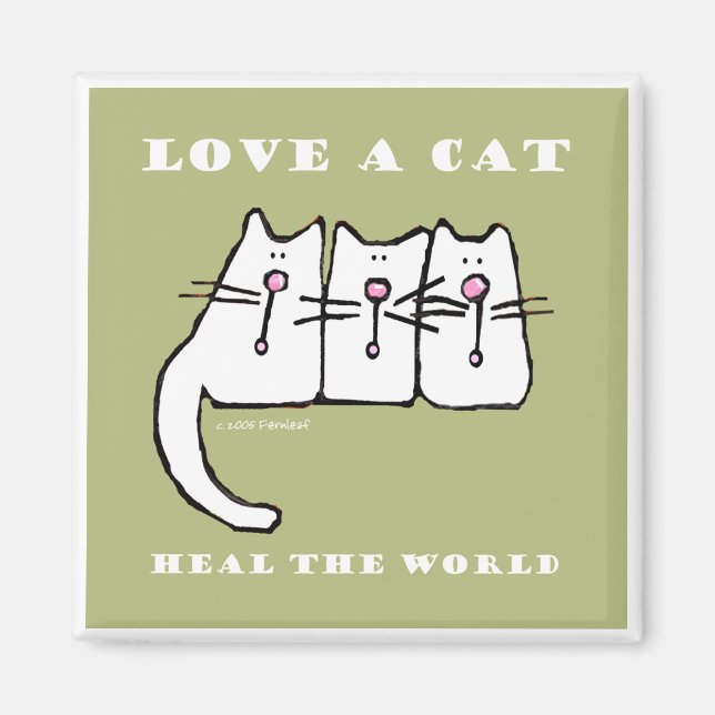 Aimant Aimer un chat Trois chatons (Devant)