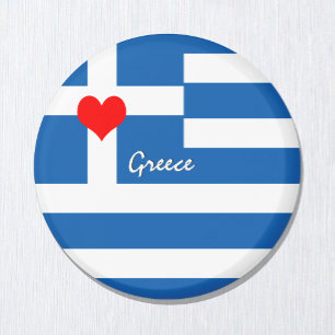 Aimant Aimez la Grèce & Cœur, Drapeau grec, voyage /sport