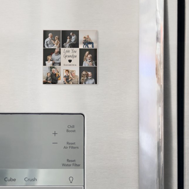 Aimant Aimez-vous grand-père avec coeur et photos - (In situ (réfrigérateur))