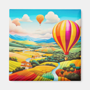 Aimant Air Ballon City Concept Paysage coloré Abstrait