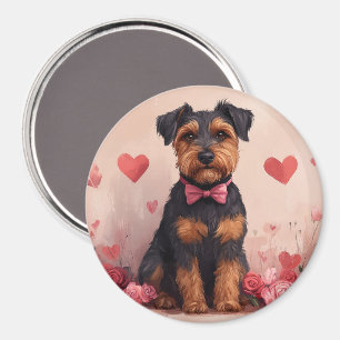 Aimant Airedale avec Rose - Saint Valentin