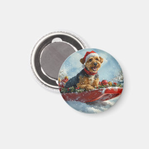 Aimant Airedale Chien dans la boue Laisser neiger Noël