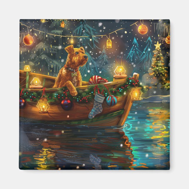Aimant Airedale Noël Festival Voyage (Devant)