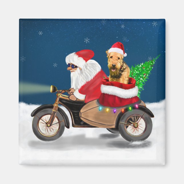 Aimant Airedale Terrier Chien Noël Père Noël (Devant)
