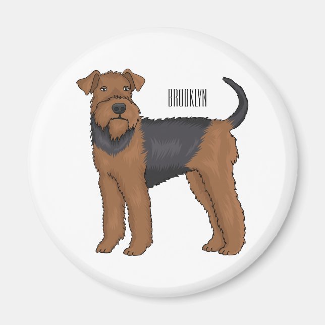Aimant Airedale terrier dog cartoon (Devant)