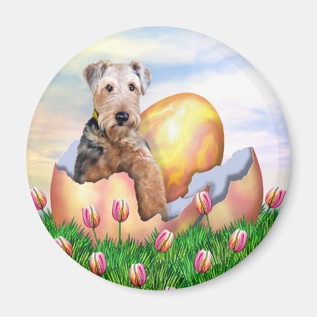 Aimant Airedale Terrier Easter Surprise (Devant)